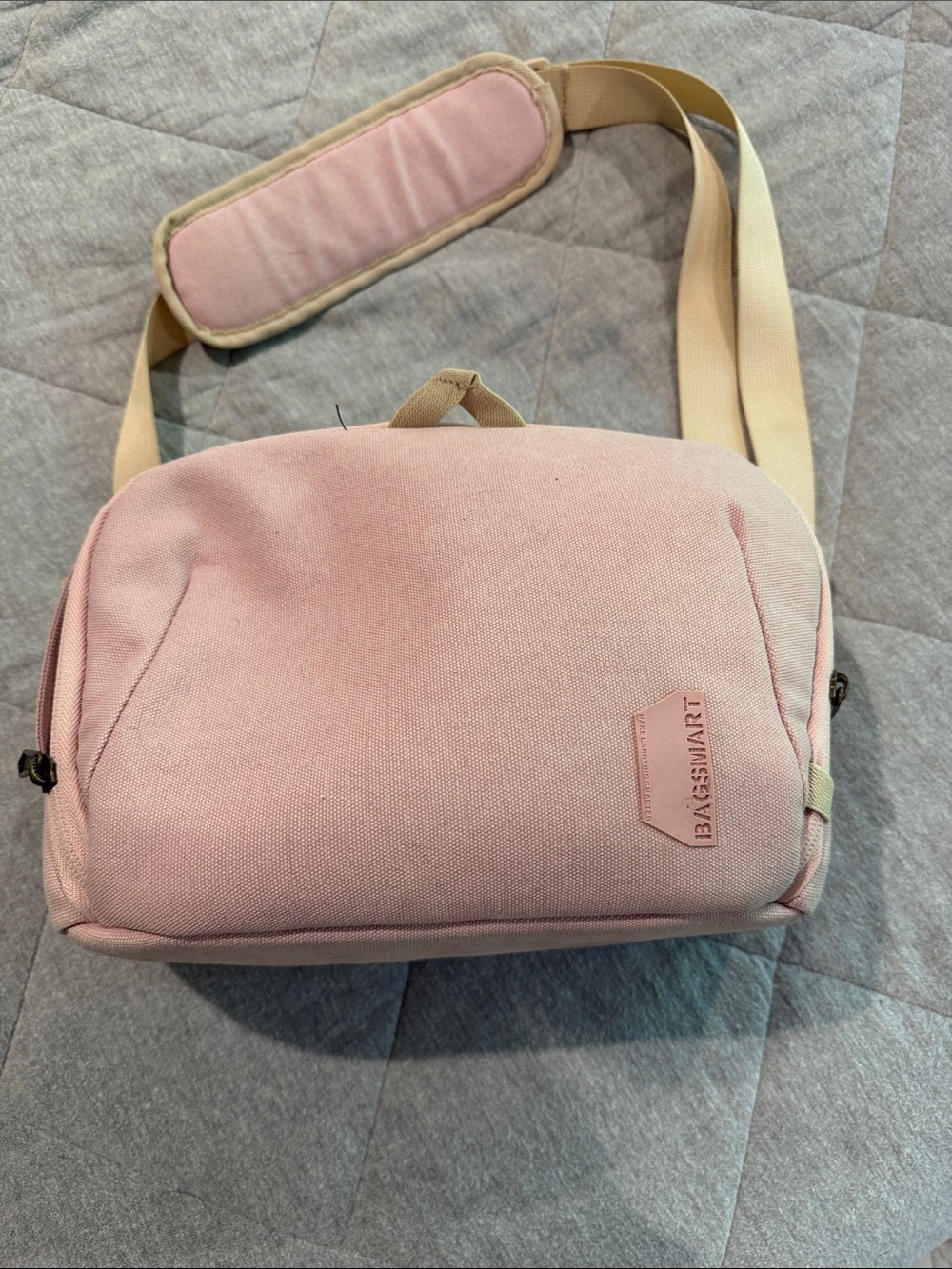 Bagsmart Pink Crossbody Bag with Padded Strap